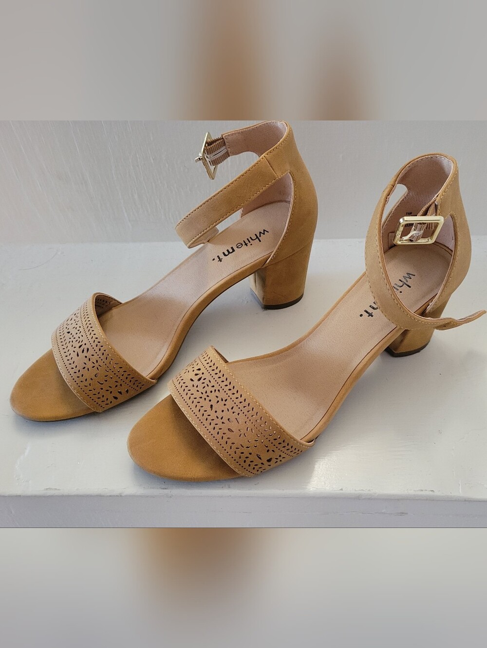 Women's Mustard Yellow Block Heel Sandals with Ankle Strap